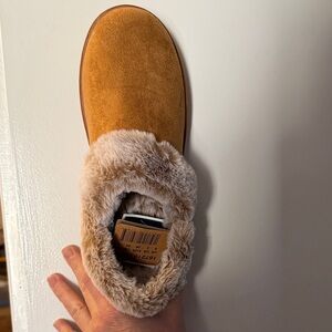 Chestnut Suede Fur-Lined Slip-On Boot